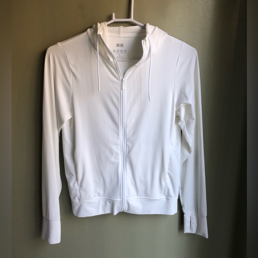 Uniqlo Womens AIRism Mesh UV Protection Full-Zip Hoodie White Size: XS